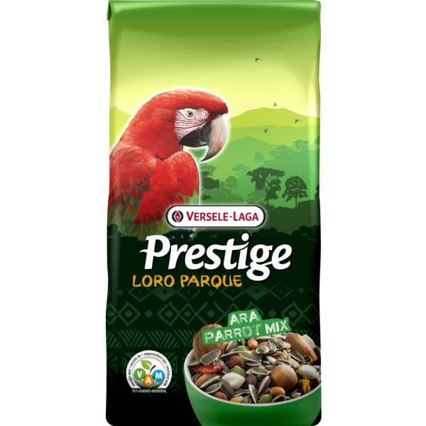 Versele-Laga Prestige Loro Parque Ara Parrot Mix 15kg Sack Angereicherte Samenmischung mit extrudierten VAM Körnchen