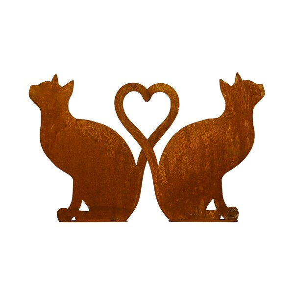 Rostdeko - Herz Katzen HerzKätzchen H: 35cm auf Platte