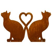 Rostdeko Herz Katzen HerzK?tzchen H: 35cm auf Platte