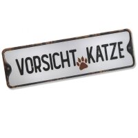 dio Warnschild Vorsicht Katze Alte Optik 27x8cm Metall...