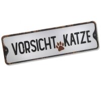 Warnschild Vorsicht Katze Alte Optik 27x8cm Metall...