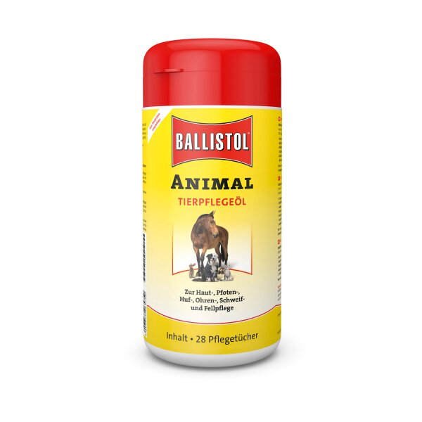 Ballistol Animal Tierpflegeöl Spenderbox Spender-Box mit 28 großen Pflegetüchern
