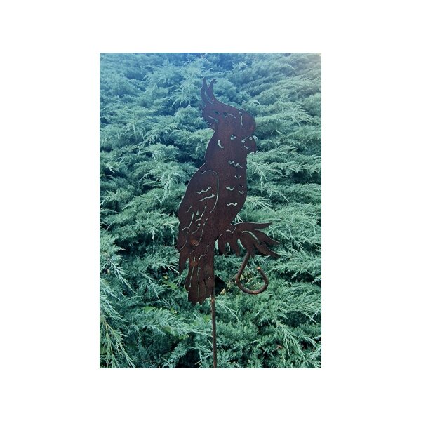 Rostdeko Kakadu auf Hakenstab H46cm B21cm Stab 150cm