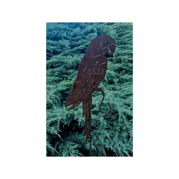 Rostdeko Ara auf Hakenstab H61cm B24cm Stab 150cm