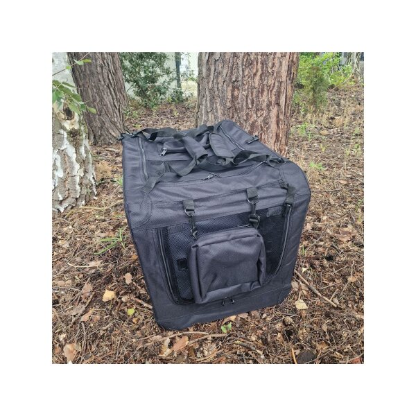Hochwertige Haustier Transportbox faltbar weich 66x47x45 cm Farbe: schwarz
