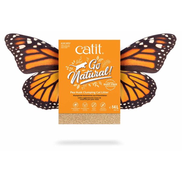 Catit Go Natural Klumpendes Katzenstreu mit Vanilleduft aus Erbsenhülsen Natur 2 x 2,8kg