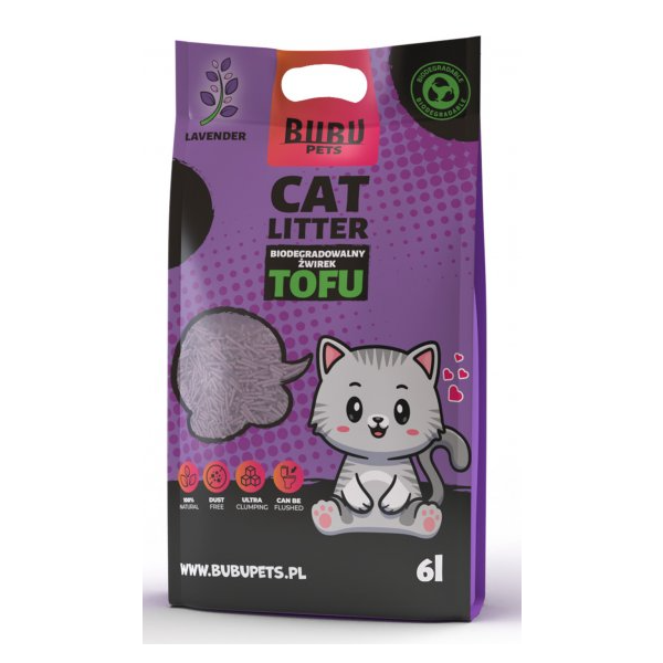 BUBU PETS Tofu Katzenstreu 2,5kg / 6L Duft Lavendel