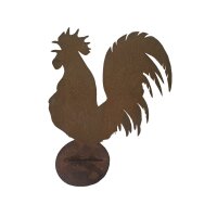 Rostdeko XXL Hahn auf Platte 105cm Hoch