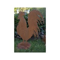 Rostdeko XXL Hahn auf Platte 105cm Hoch