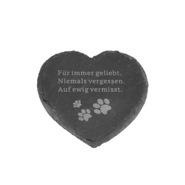 dio Grabdeko Schiefer Herz mit Pfotenabdruck und Spruch