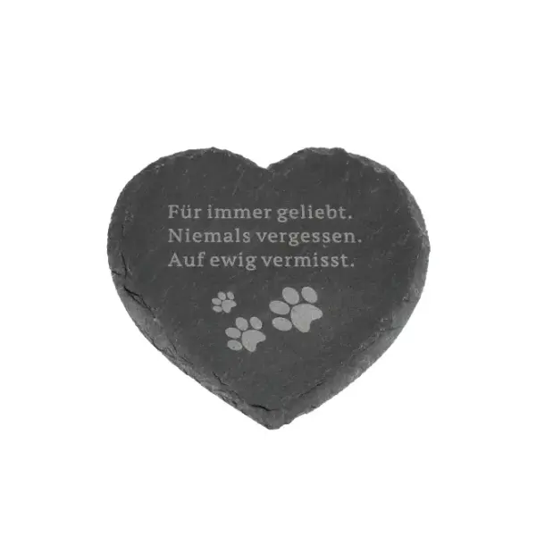 dio Grabdeko Schiefer Herz mit Pfotenabdruck und Spruch