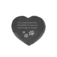 dio Grabdeko Schiefer Herz mit Pfotenabdruck und Spruch