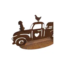 Rostdeko Pickup mit Bauernhoftiere auf Platte 25cm