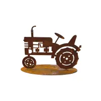 Rostdeko Trecker auf Platte 40cm