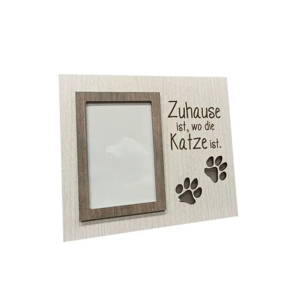 Gilde Bilderrahmen Hund Katze Spruch braun weiss Zuhause ist wo die Katze ist
