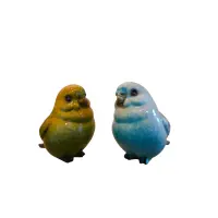 Gilde Wellensittich Figur Kunstharz blau weiss