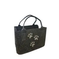 Gilde Tasche aus Filz dunkelgrau mit hellgrauen Pfoten