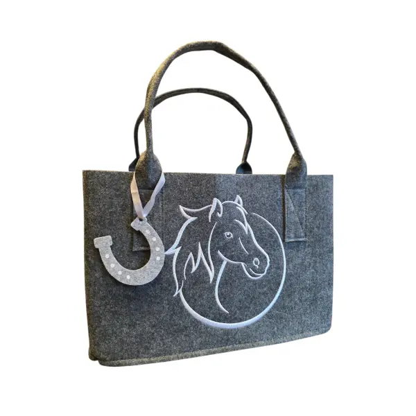 Gilde Filztasche mit Pferdekopf bestickt dunkelgrau