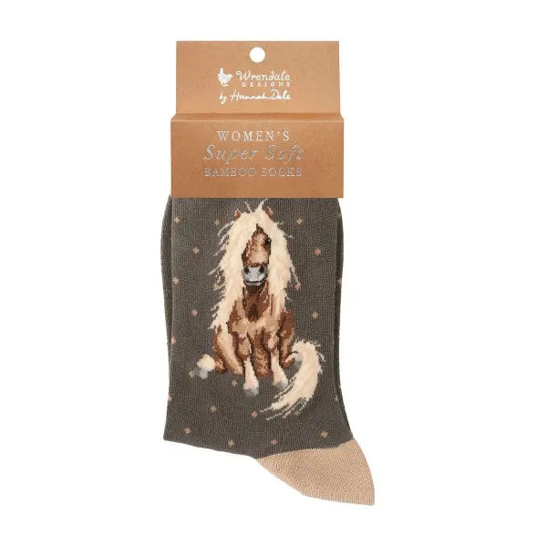 Wrendale Designs Socken mit Pony Pferd beige graugrün