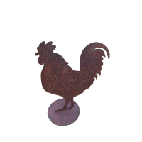 Rostdeko Hahn stehend auf Platte schlicht