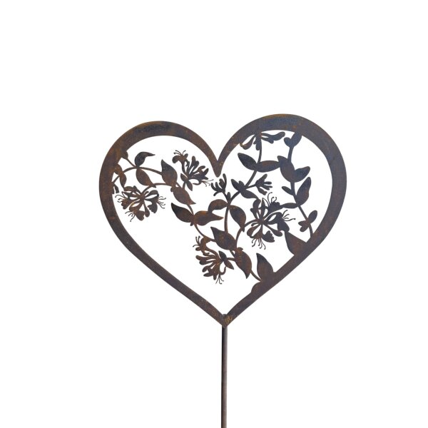 Rostdeko Herz mit Geissblattranke Stecker