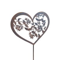 Rostdeko Herz mit Geissblattranke Stecker