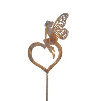 Rostdeko Fee auf Herz sitzend an Stab