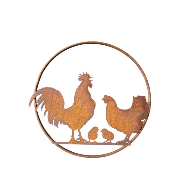 Rostdeko Ring mit Hühner Familie