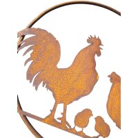 Rostdeko Ring mit Hühner Familie