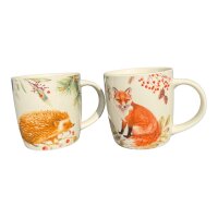 Porzellan Becher Fuchs Igel Motiv Wildtiere Herbstzeit im...