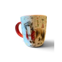 Porzellan Becher Ponys Weihnachten rot Set