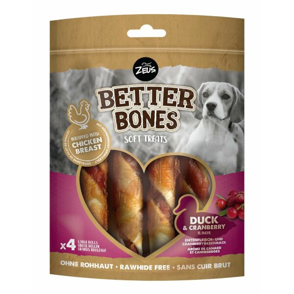 Zeus Better Bones Entenfleisch umwickelte Large Rolls mit Cranberry Geschmack