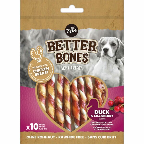 Zeus Better Bones mit Entenfleisch umwickelte Twists mit Cranberry Geschmack