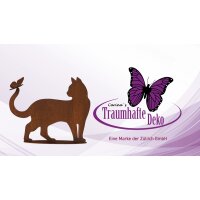 Rostdeko - Katze stehend mit Schmetterling auf Schwanz