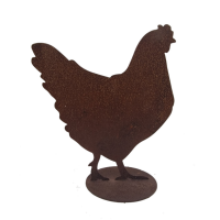 Rostdeko - Huhn / Henne stehend aus 2mm Stahl auf Platte...