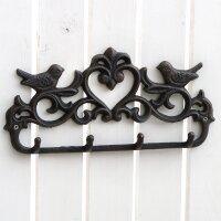 Hakenleiste Vogelpaar mit 4 Haken Gusseisen