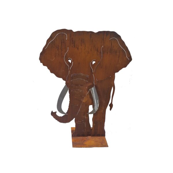 Rostdeko Elefant auf Platte XXL