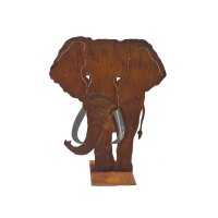 Rostdeko Elefant auf Platte XXL