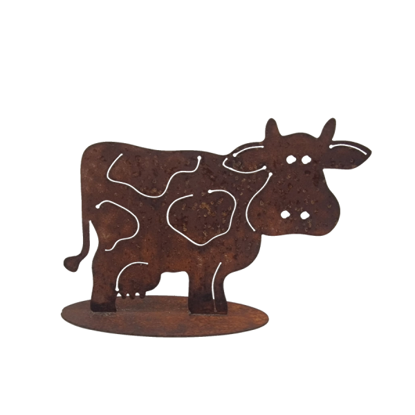 Rostdeko - niedliche Kuh auf Platte 35x50cm