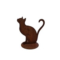 Rostdeko Herz Katze H: 35cm auf Platte (2 St?ck ergeben...