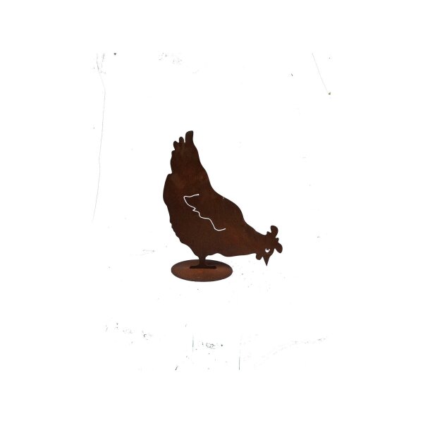 Rostdeko Huhn pickendes aus 2mm Stahl auf Platte H39cm B35cm