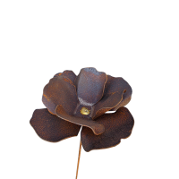 Rostdeko Mohn Blume mit Goldmitte D. ca. 15cm Stab 4mm...