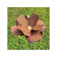 Rostdeko Mohn Blume mit Goldmitte D. ca. 15cm Stab 4mm Länge 80cm