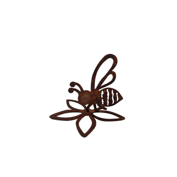 Rostdeko - Biene auf offener Blüte sitzend Biene ca 10cm Blüte D12cm