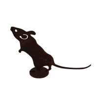 Rostdeko - Maus auf Platte 14cm hoch und mit Schwanz ca.23cm