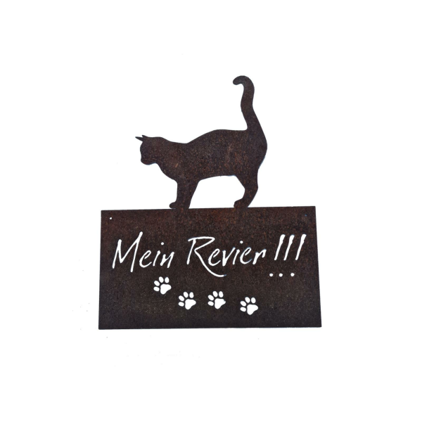 Rostdeko - Schild Katzenrevier eckig B35cm H 42cm