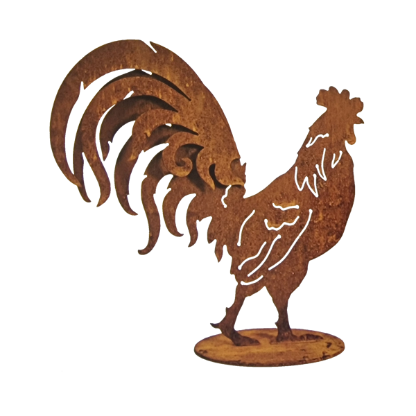 Rostdeko Hahn Poulet 3D Effekt Höhe 40cm Breite 44cm