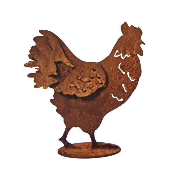Rostdeko Huhn Henne Poulet mit 3D Effekt H31cm B30cm
