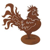 Rostdeko - Hahn / Gockel auf Platte 50cm
