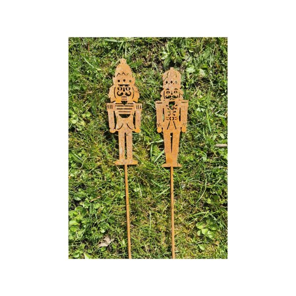 dio Rostdeko Nussknacker 2 Stück sortiert Gartenstecker